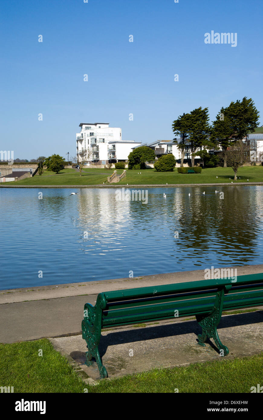 Lake and park, cold knap, barry, vale of glamorgan, south wales, uk Stock Photo