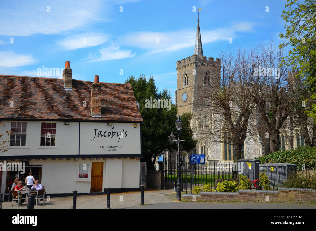 Tudor Square in the Hertfordshire Market town of Ware Stock Photo