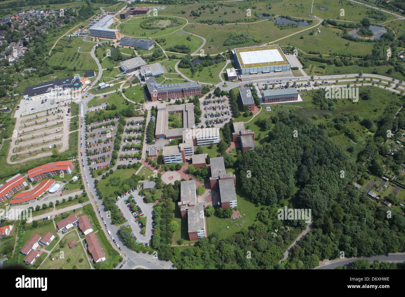 Flensburg, Germany, aerial view of Flensburg overlooking the campus Stock Photo