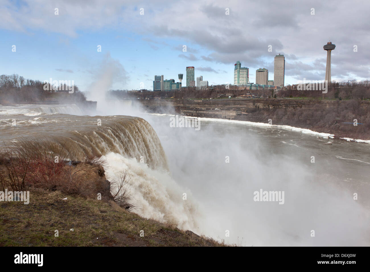 Niagara Falls at springtime, on the border between USA and Canada ...