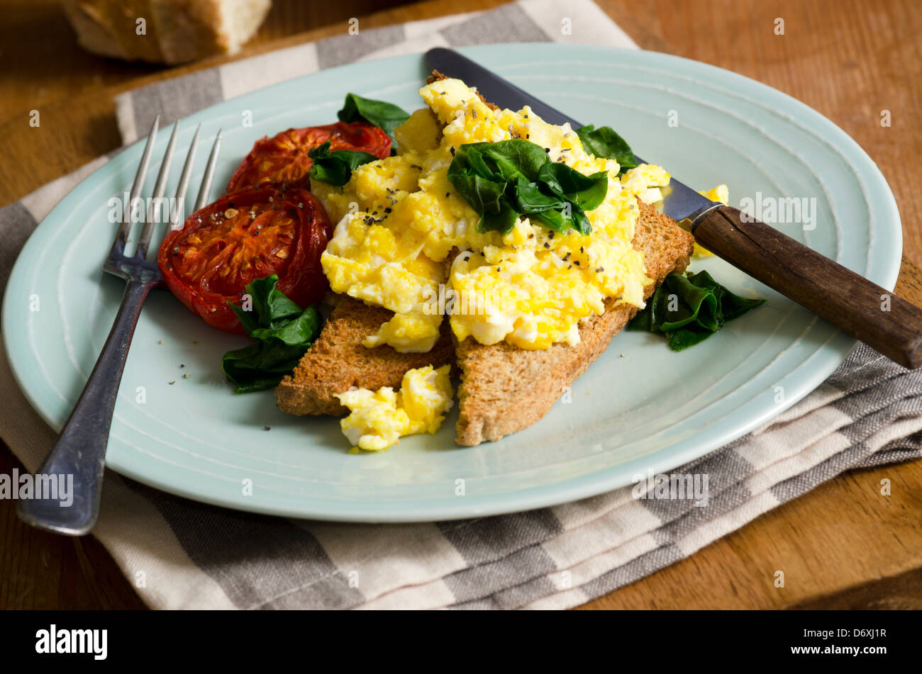 Scrambled Eggs With Spinach On Toasted Bread Stock Photo Alamy Scrambled Eggs With Spinach On Toasted Bread Stock Photo Alamy