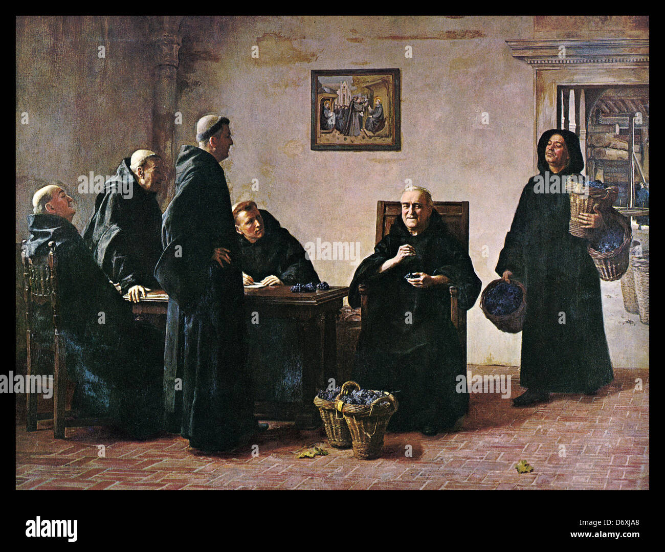 DOM PERIGNON Illustration of renowned monk Dom Pierre Perignon and  assistants at the Benedictine Abbey where he pioneered champagne winemaking  methods Stock Photo - Alamy