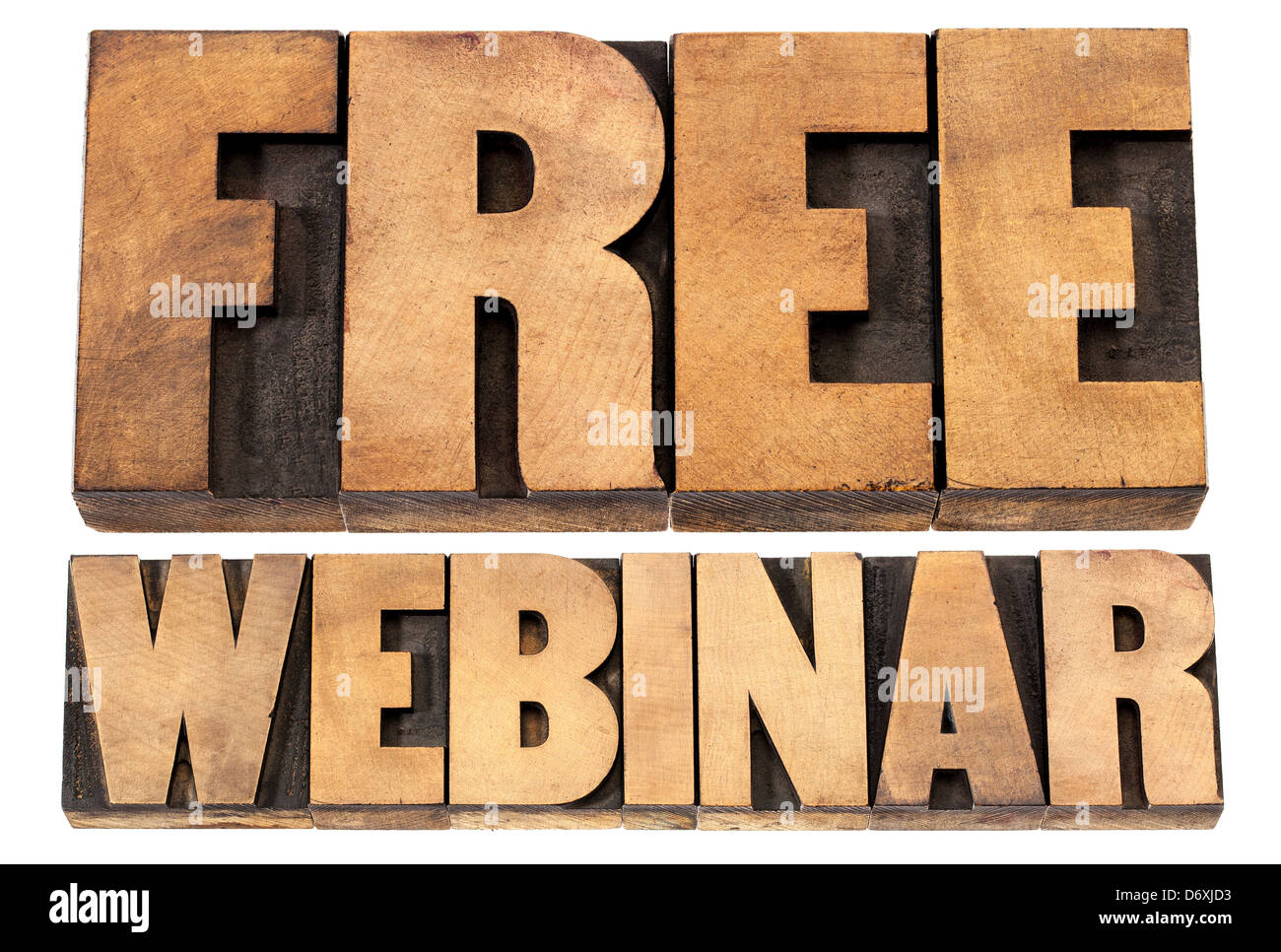 free webinar - internet communication concept - a collage of isolated words in vintage letterpress wood type printing blocks Stock Photo