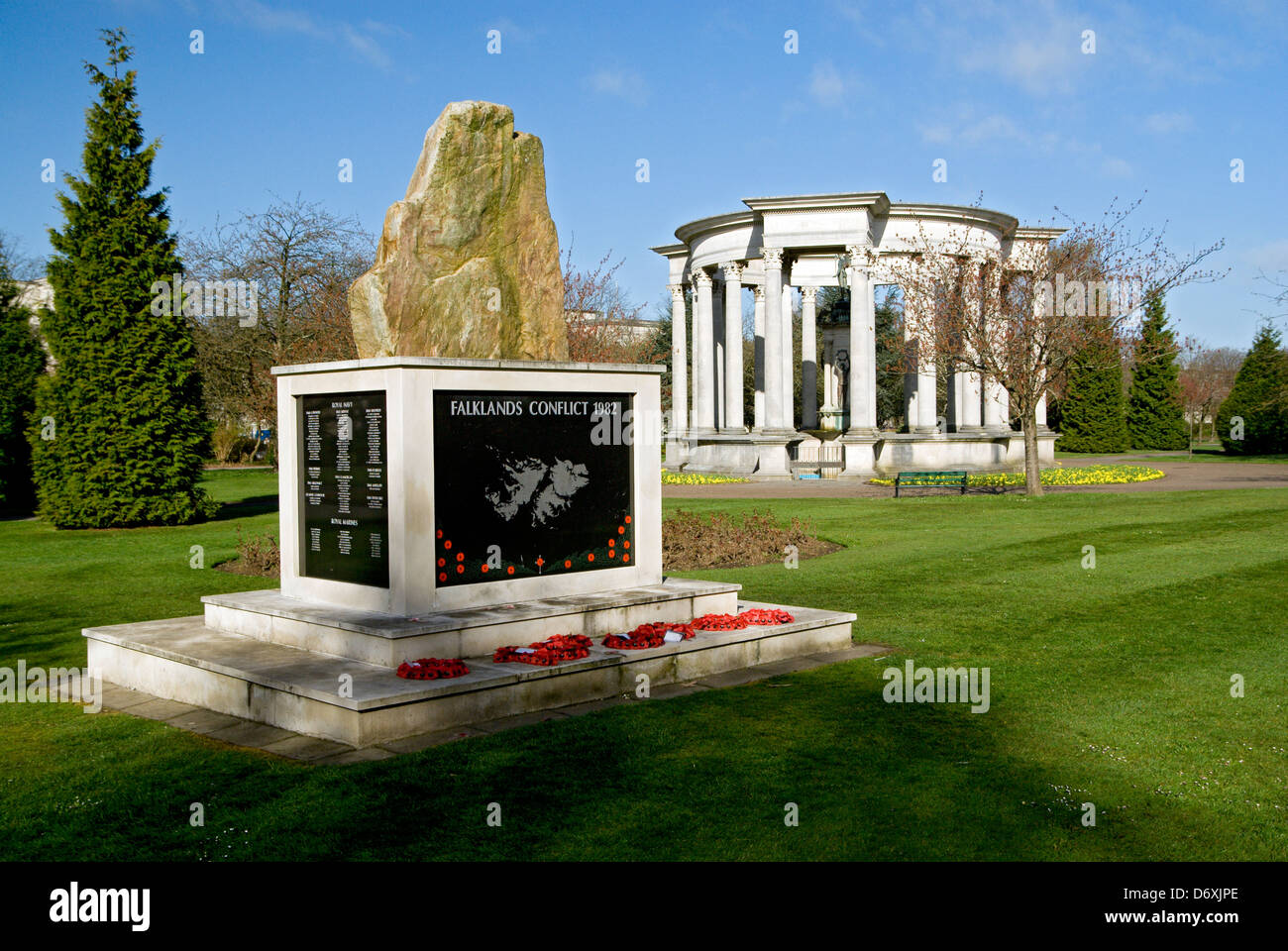 wales national war memorial and falklands war memorial alexandra gardens cathays park cardiff Stock Photo