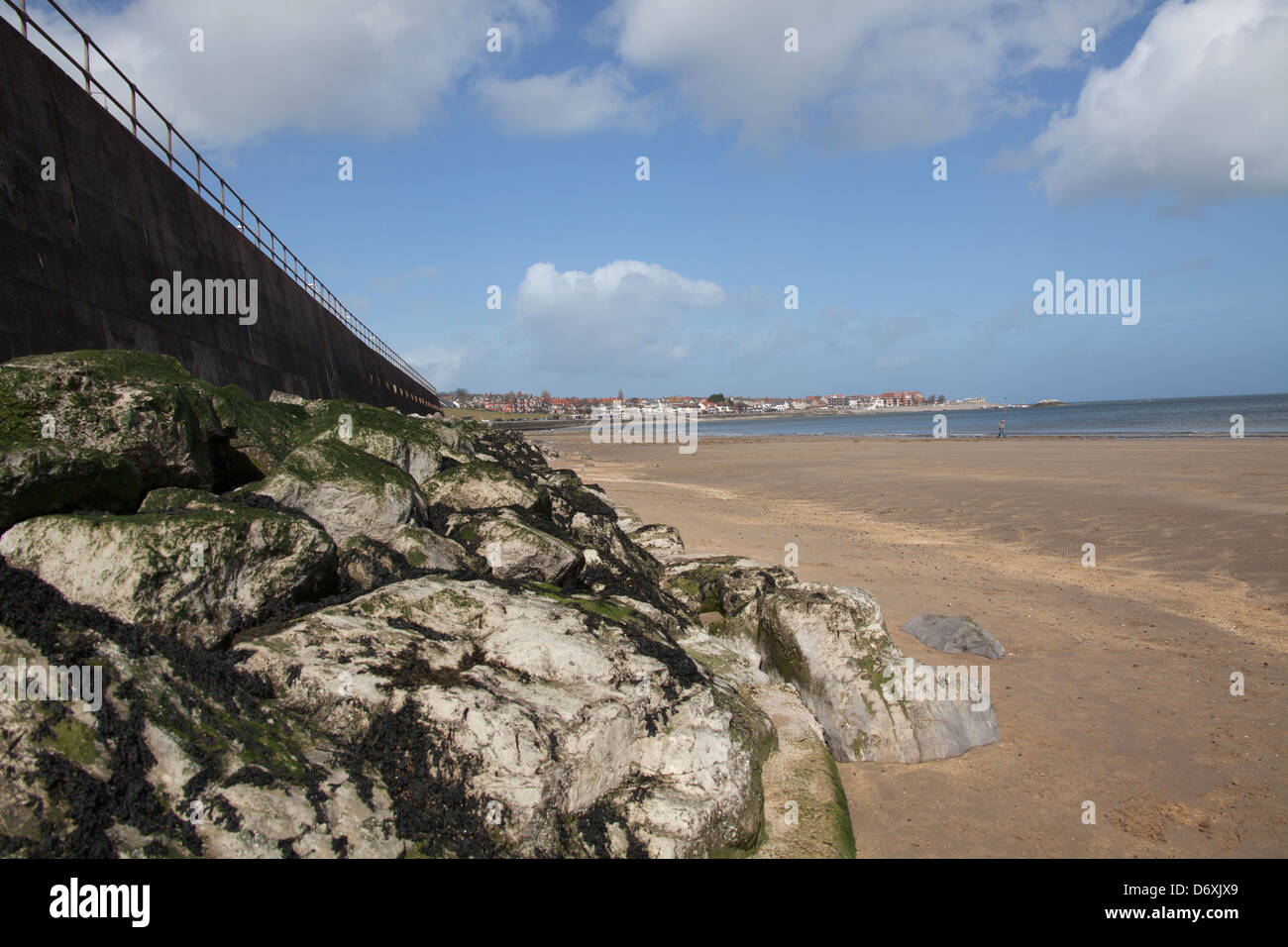 The Wales Coastal Path in North Wales. Picturesque view of Colwyn Bay and the Irish Sea, with Rhos on Sea in the background. Stock Photo