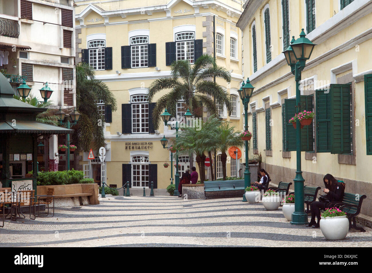 Old Portuguese colonial architecture St Augustine Square Macau Stock Photo