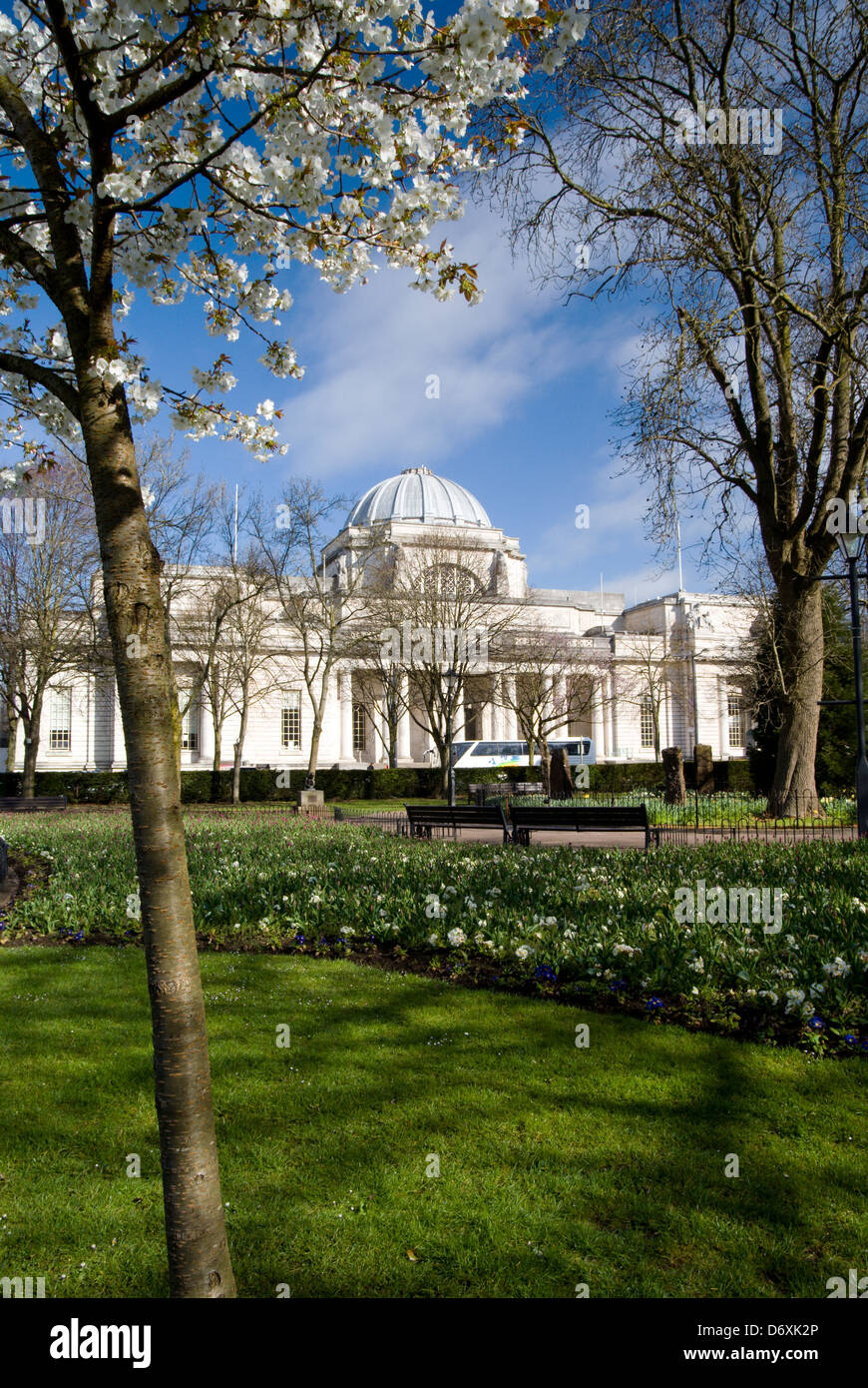 National Museum of Wales from the Gorsedd Gardens, Cathays Park, Cardiff, Wales. Stock Photo