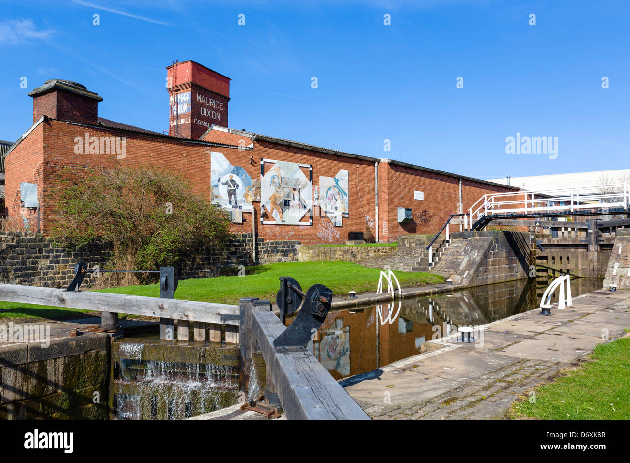 Oddy Locks on the Leeds Liverpool Canal, Leeds, West Yorkshire, UK Stock Photo
