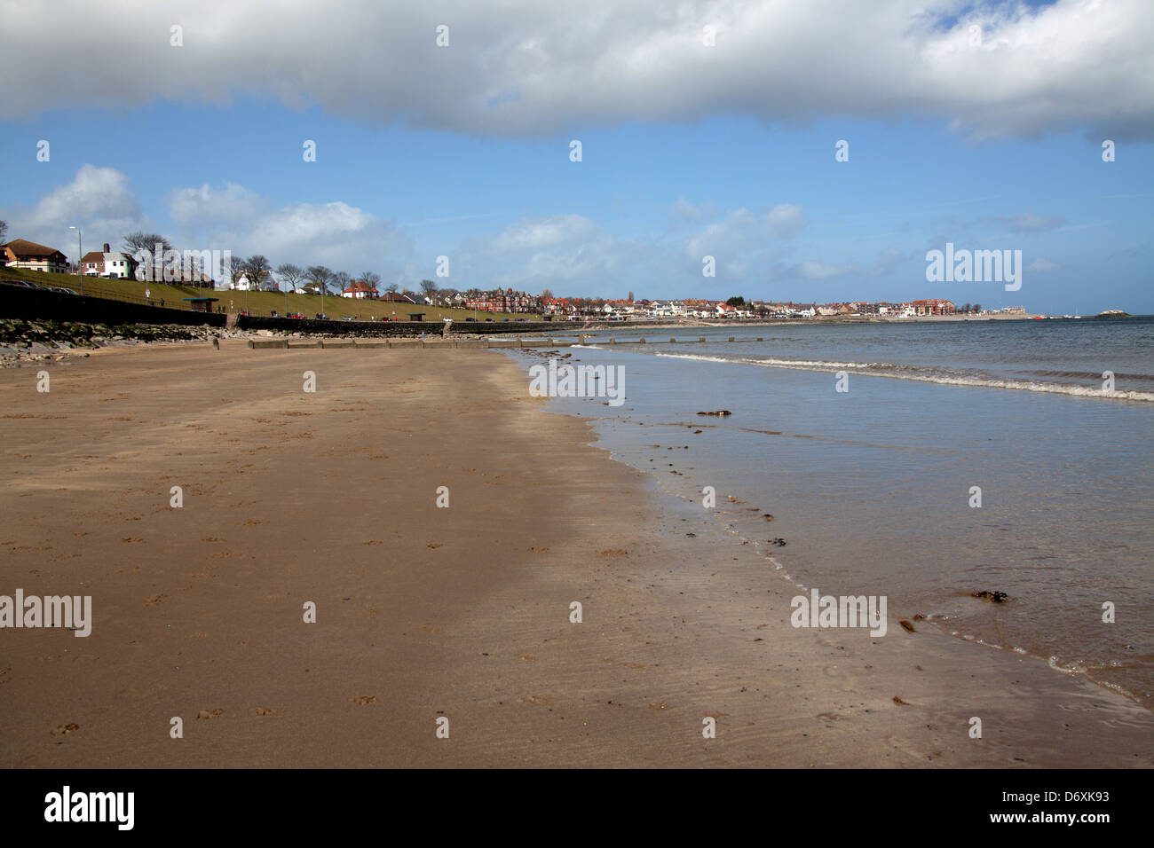 The Wales Coastal Path in North Wales. Picturesque view of Colwyn Bay and the Irish Sea, with Rhos on Sea in the background. Stock Photo