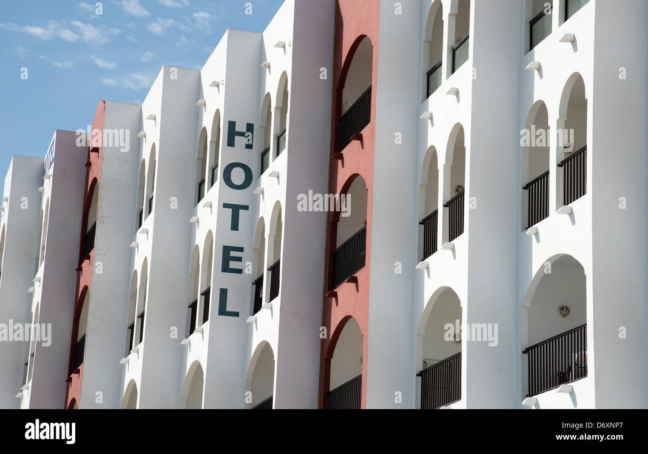 Hotel exterior showing balconies Nerja Southern Spain Stock Photo