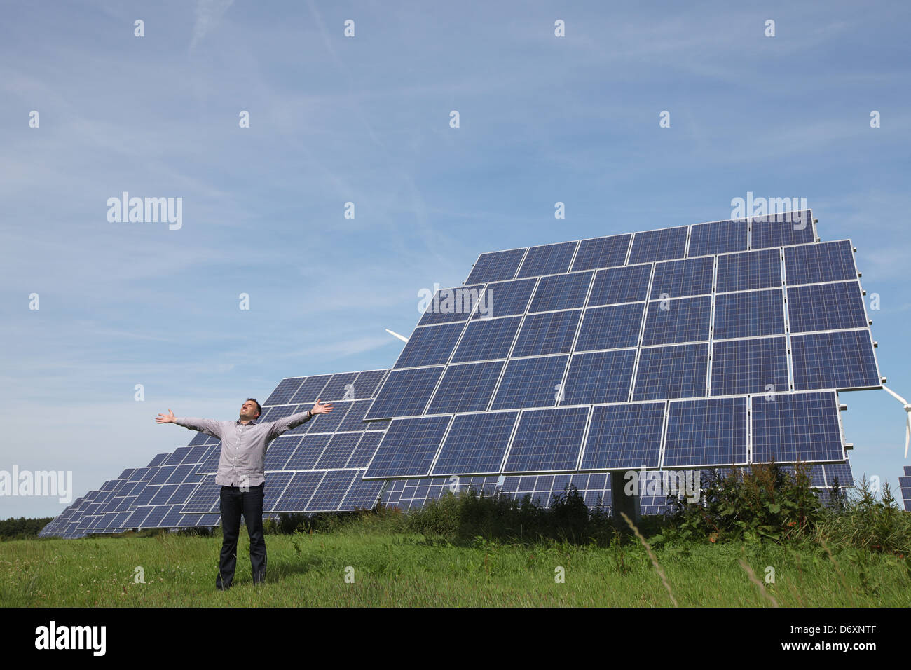 Nordhackstedt, Germany, solar farm consisting of tracking systems Stock Photo