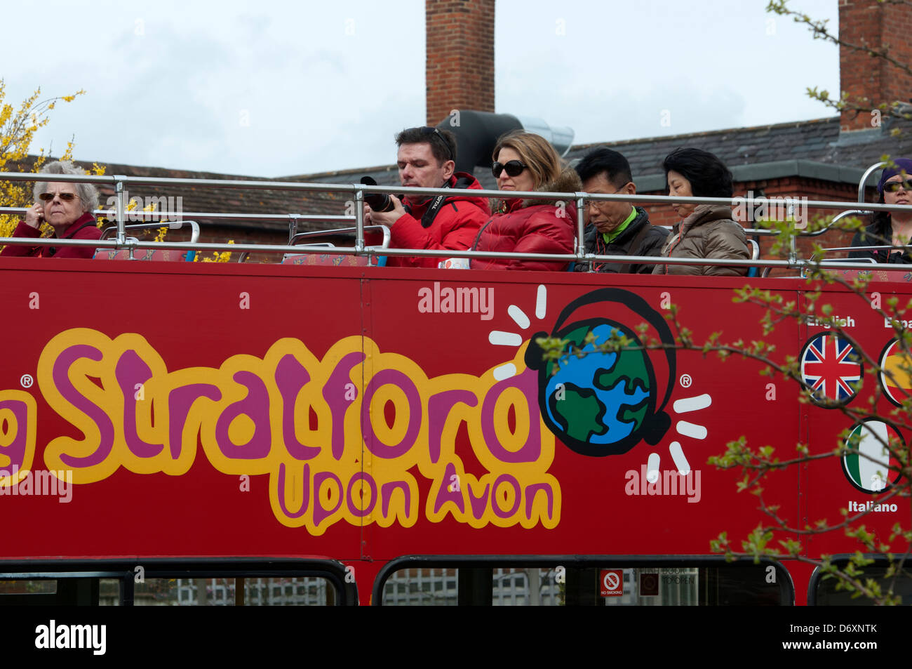 Open top bus, Stratford-upon-Avon, UK Stock Photo