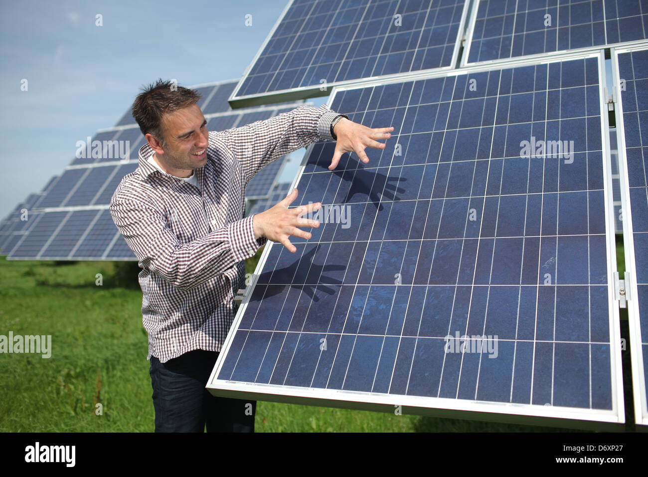 Nordhackstedt, Germany, solar farm consisting of tracking systems Stock Photo