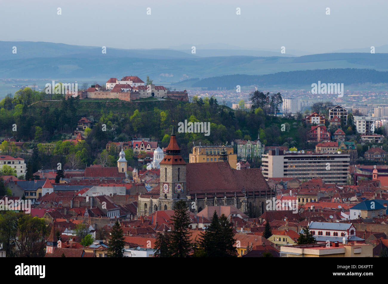 Skyline view over the Brasov city, Romania Stock Photo