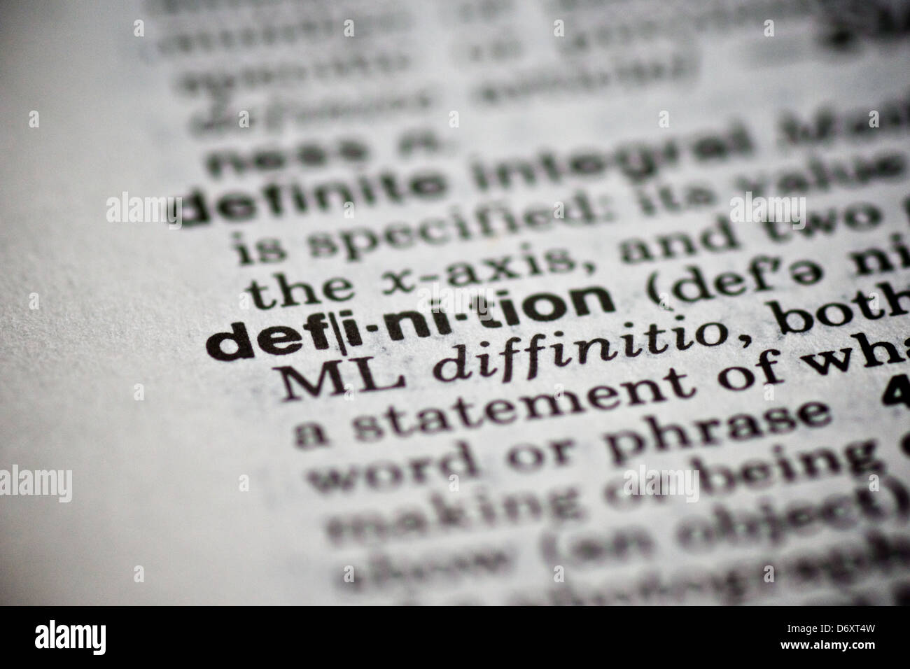 Word Definition in the dictionary taken in macro mode Stock Photo Alamy