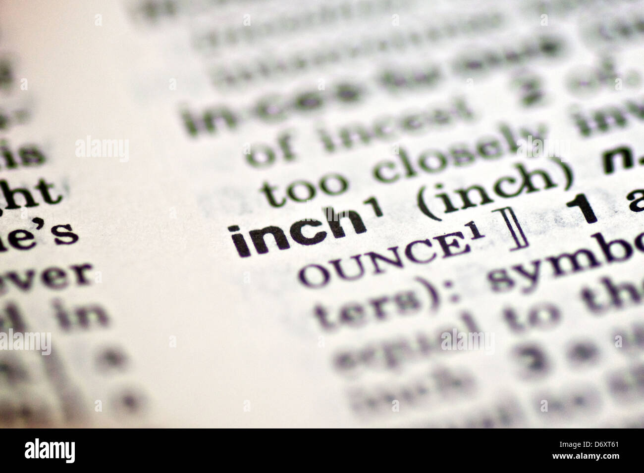 Word Inch in the dictionary taken with a macro lens Stock Photo - Alamy