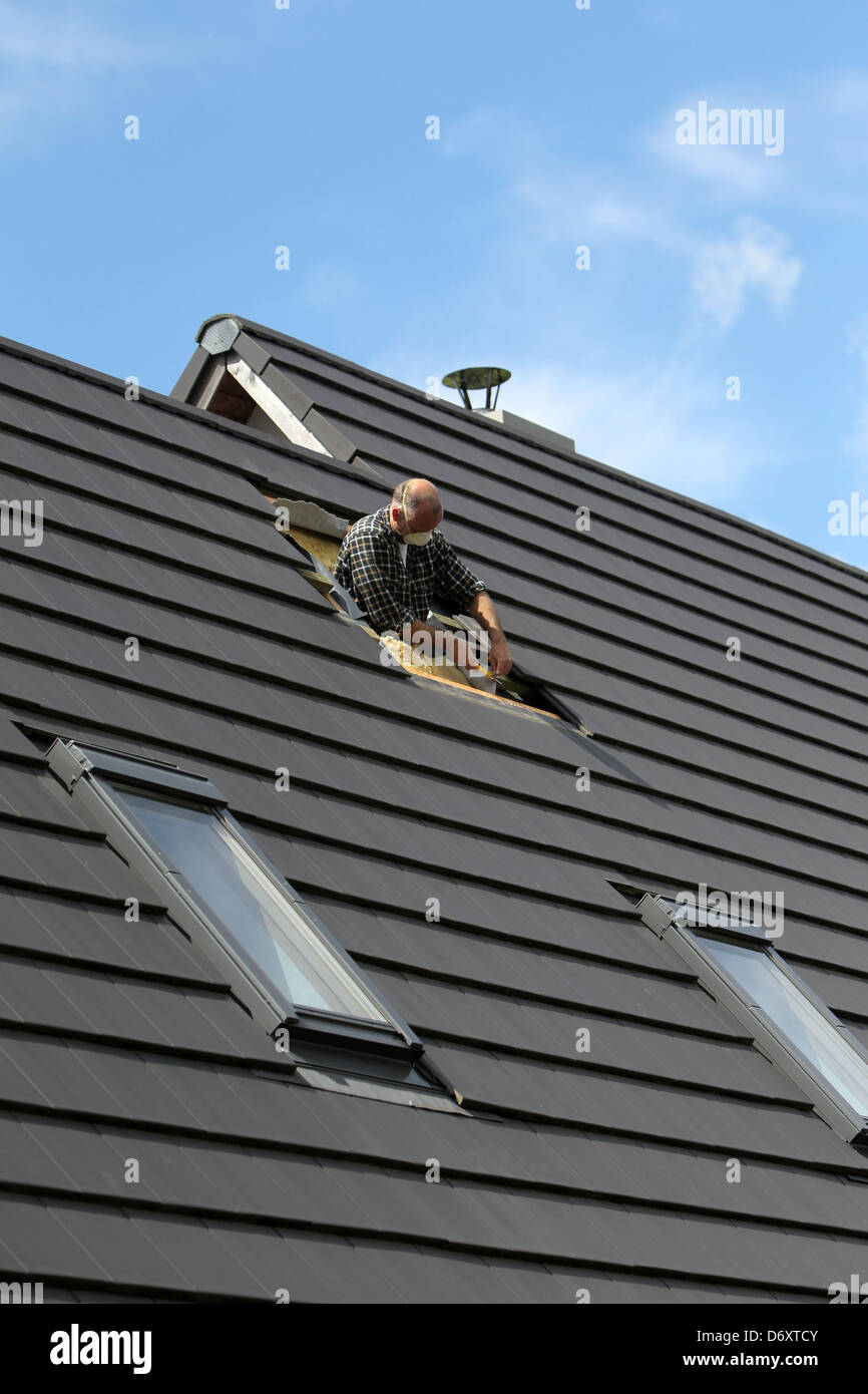 Wees, Germany, Velux window installed Stock Photo