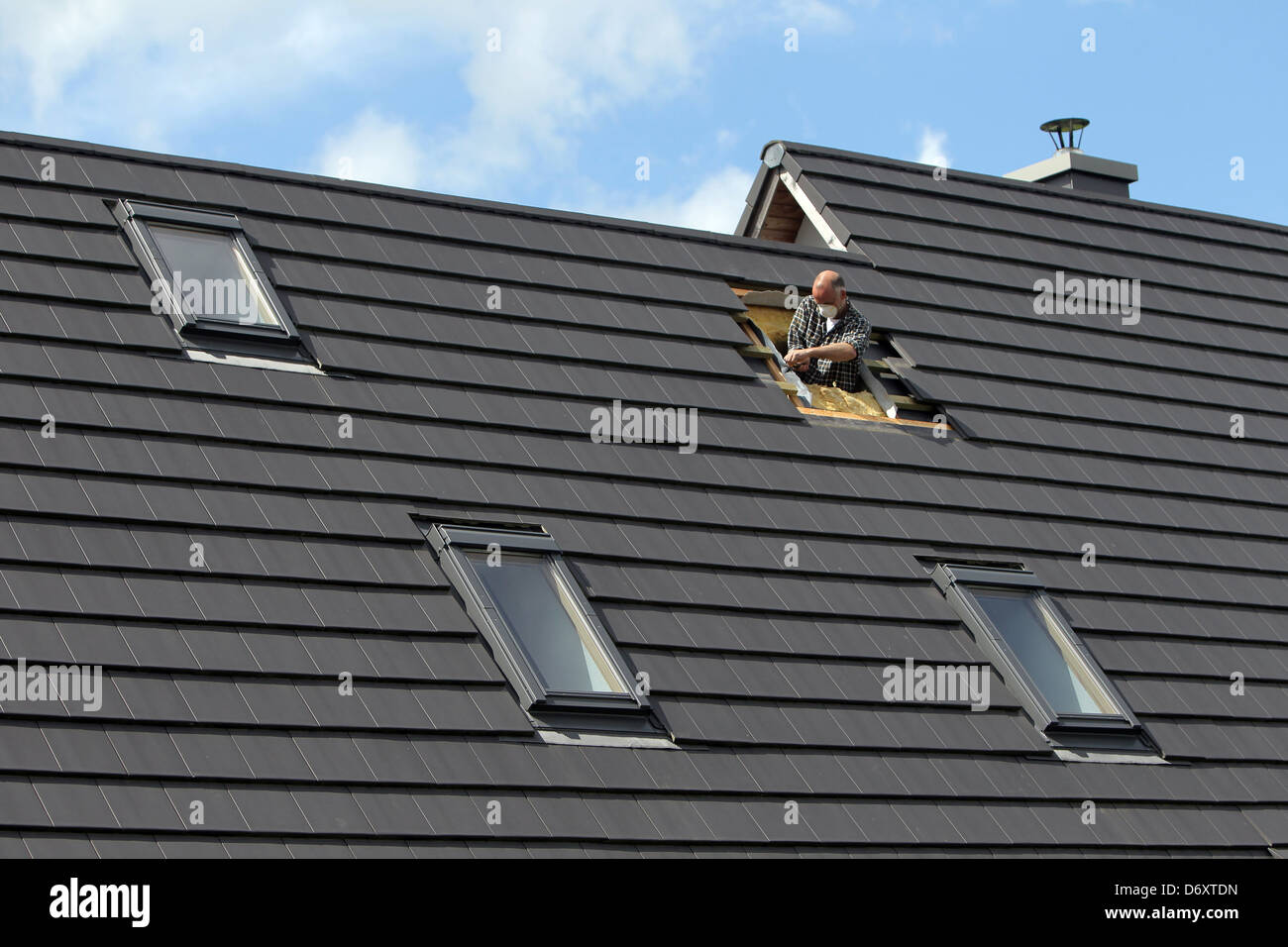 Wees, Germany, Velux window installed Stock Photo