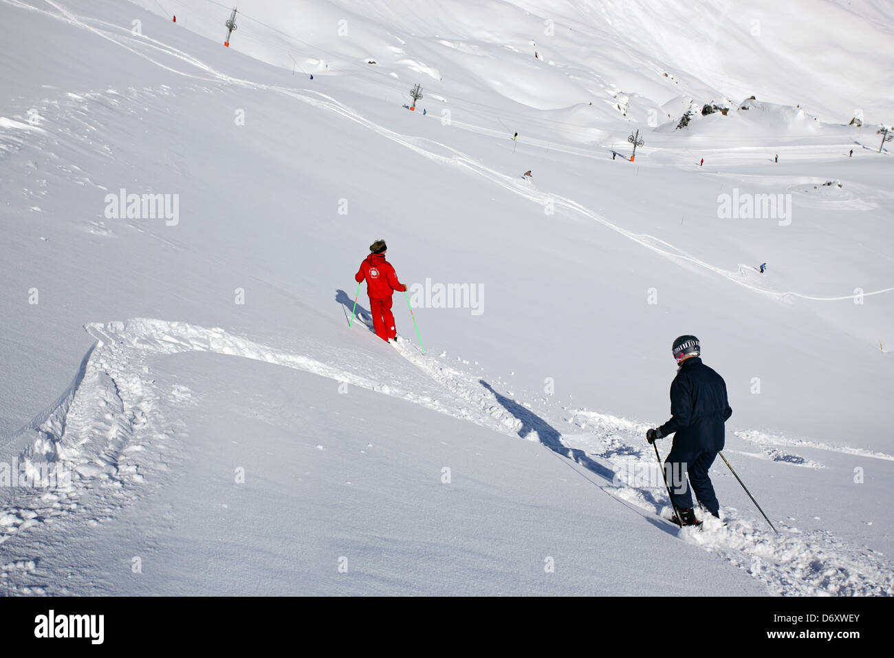Skiing in Meribel with an ESF instructor, France Stock Photo - Alamy