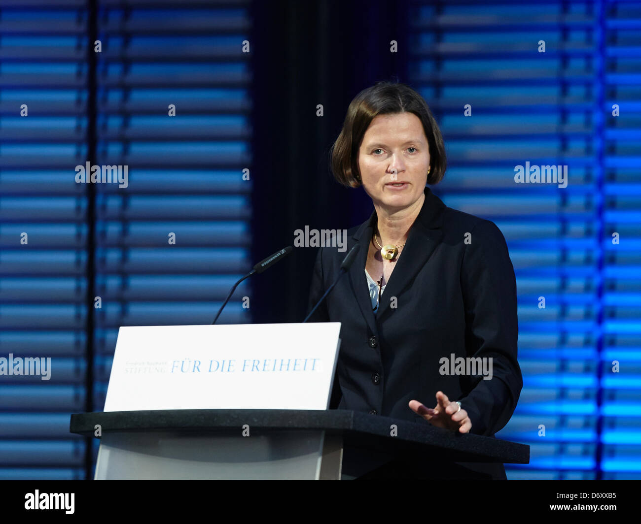 Berlin, 24 April, 2013. Gabor Steingart, a managing director of the newspaper 'Handelsblatt', holds the seventh 'Speech on Freedom at the Brandenburg Gate'. His topic: 'Our market economy and its enemies.' Wolfgang Gerhardt (FDP) gives the opening speech. Stock Photo