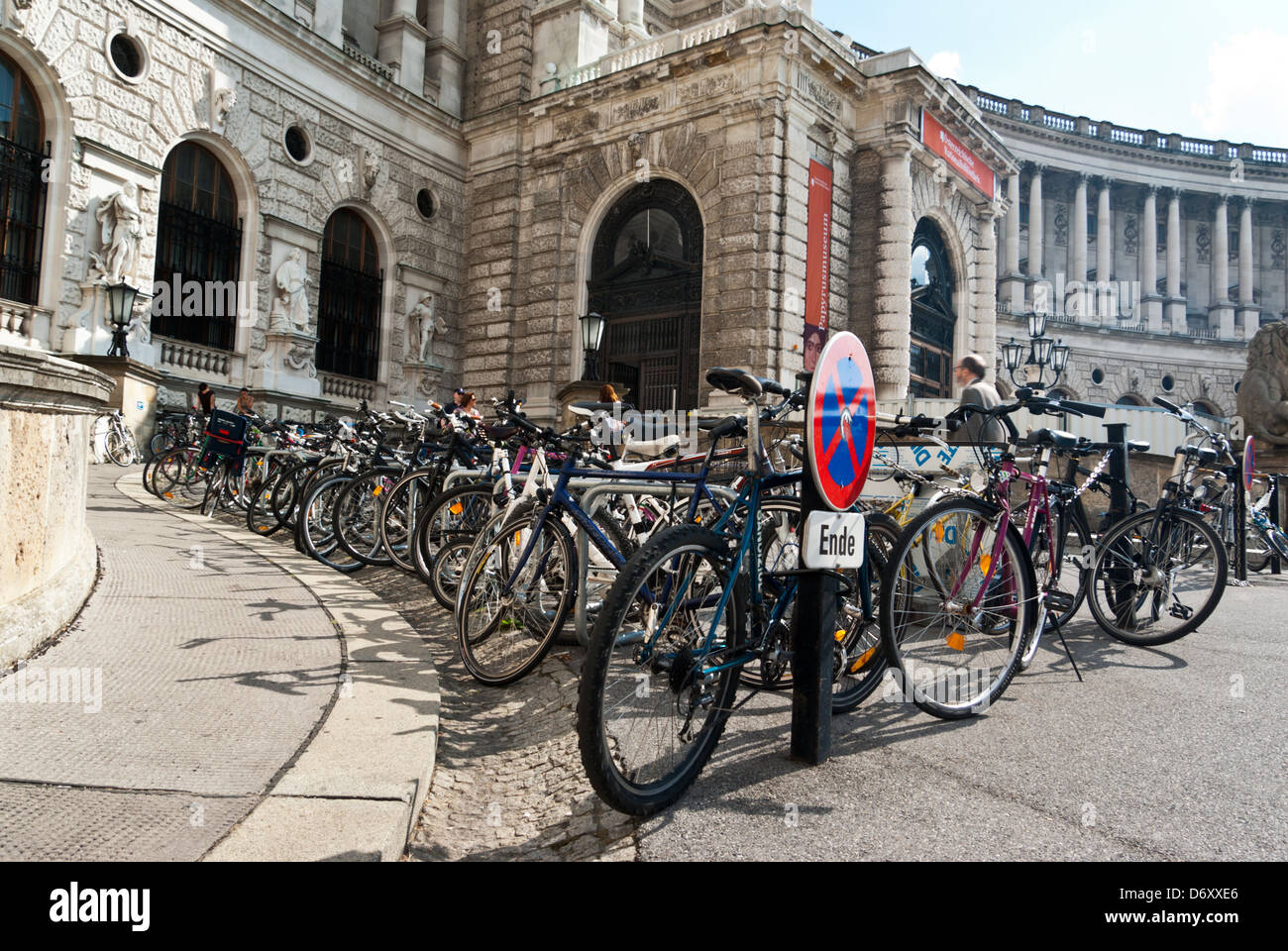 Bike parking space next to Hofburg Palace. Vienna Stock Photo