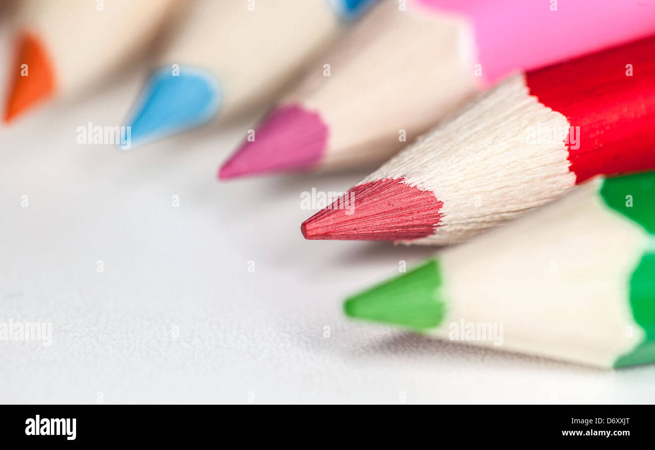 Coloured pencil tips pencil color colors Stock Photo