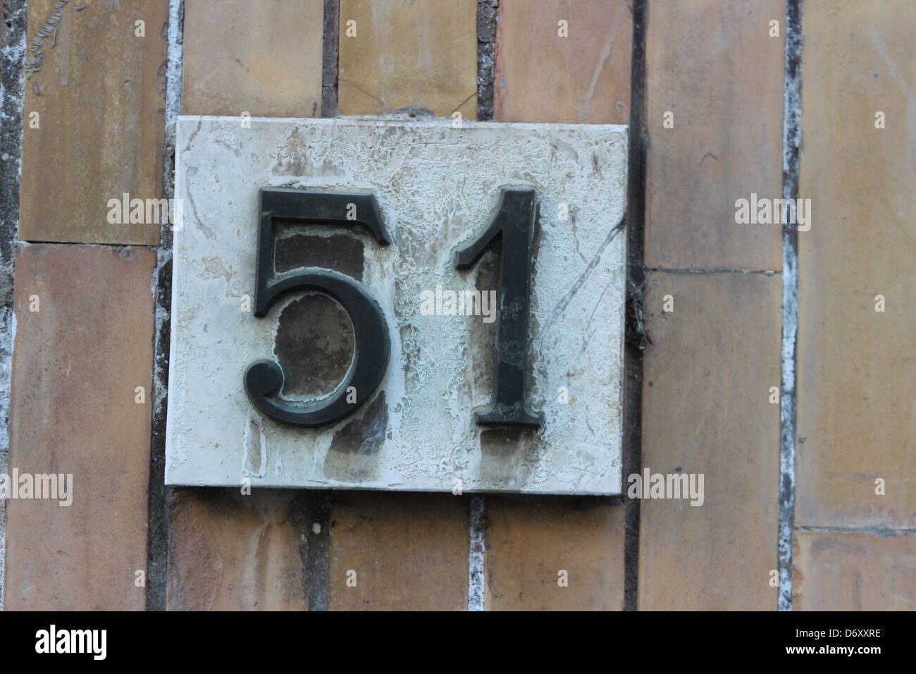 51Tile numbered (door number Stock Photo - Alamy