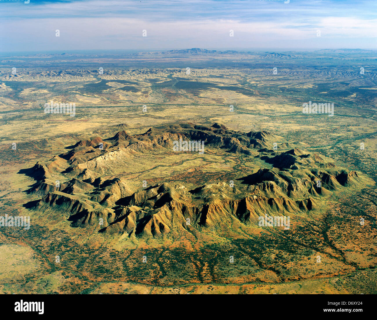 Australia, Northern Territory, aerial view of Gosses Bluff on Missionary Plain south of the MacDonnel Ranges Stock Photo