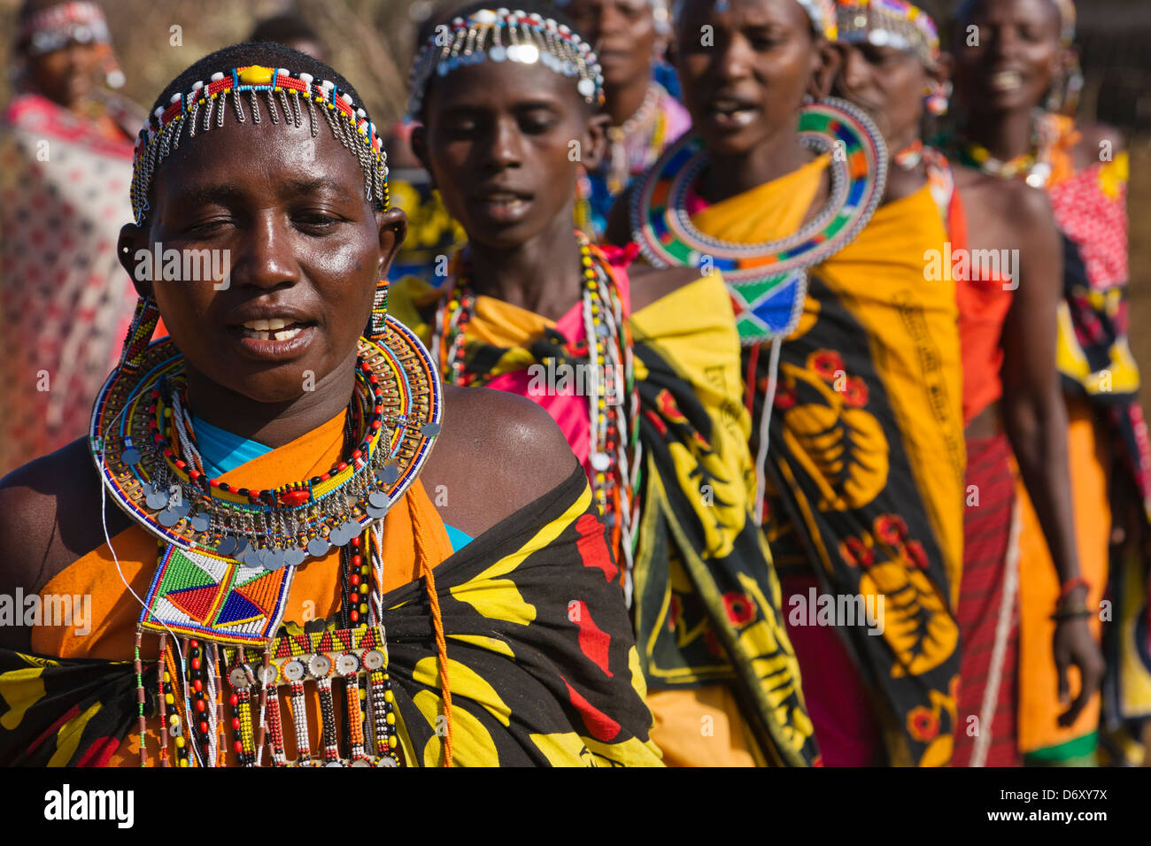 Masai women in colorful costume, Masai Mara, Kenya Stock Photo - Alamy
