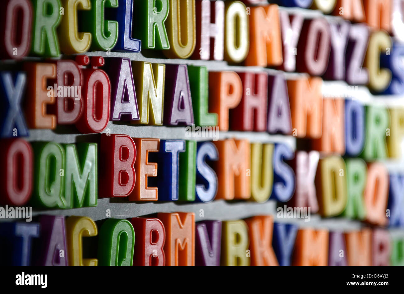 Berlin, Germany, the word illiteracy between letters on a magnetic board Stock Photo