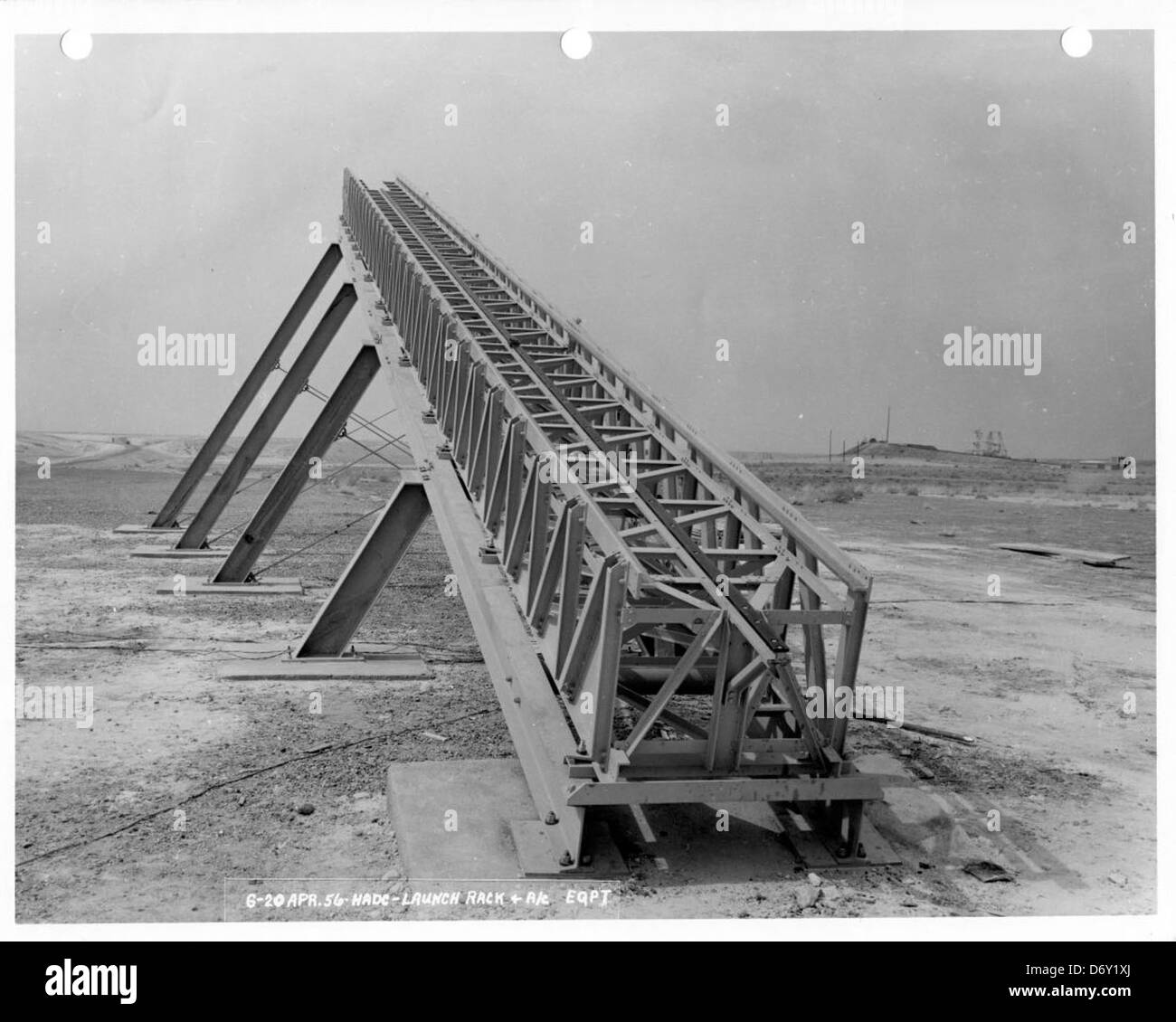 img088 no number, but G-20-APR-56-HADC-Launch Rack+AC EQPT for XQ-4, Holloman AFB, print scan Stock Photo