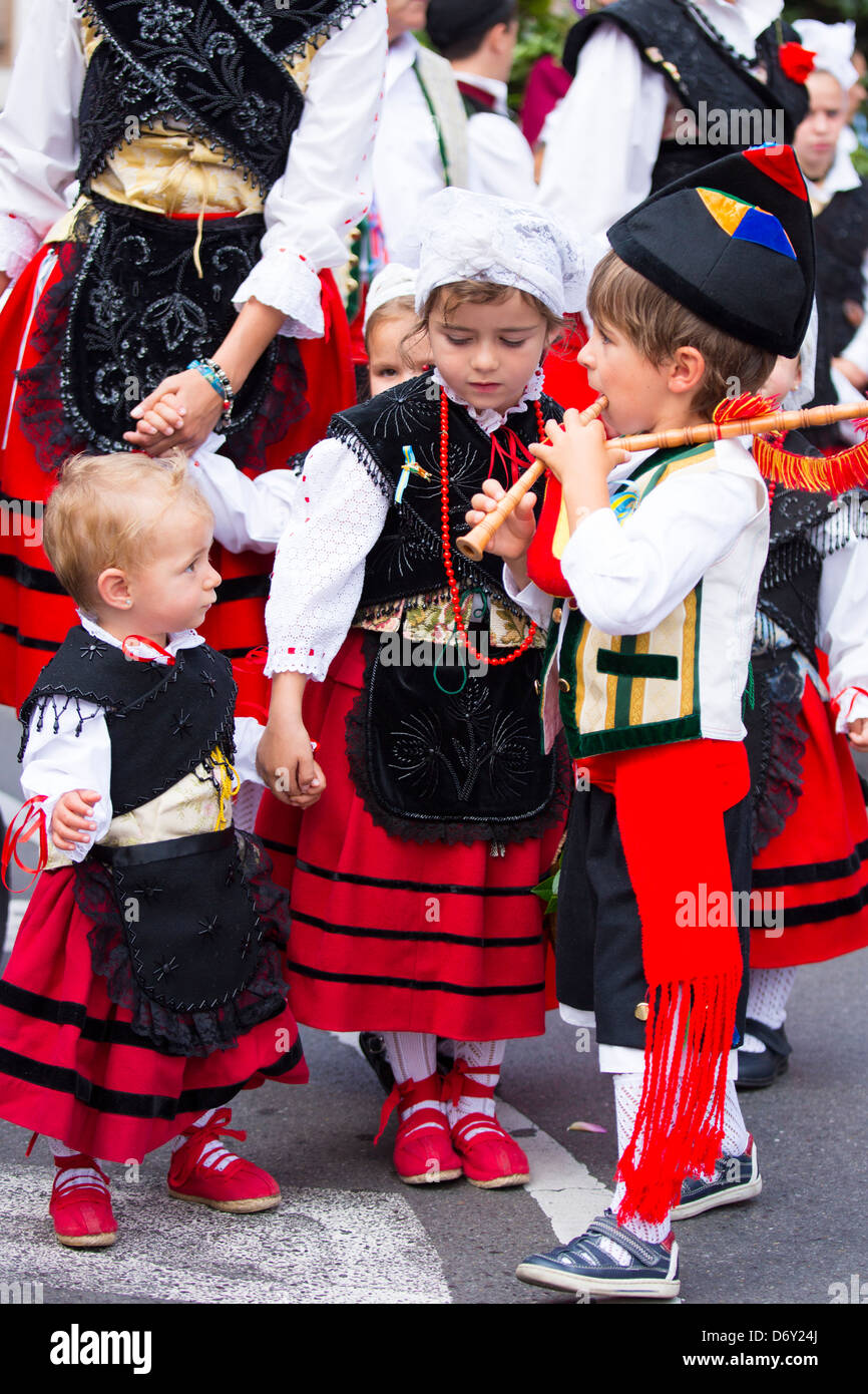Traditional fiesta at Villaviciosa in Asturias, Northern Spain Stock