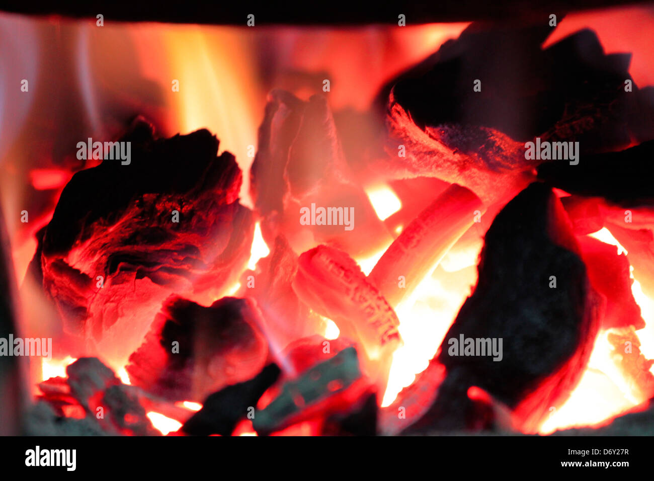 burning charcoal in the stove.It a very hot Stock Photo Alamy