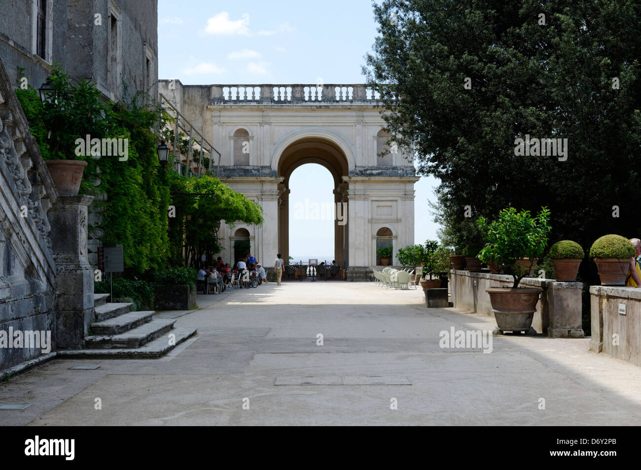 Villa D Este. Tivoli. Italy. View along the gardens first terrace or Vialone to the spectacular