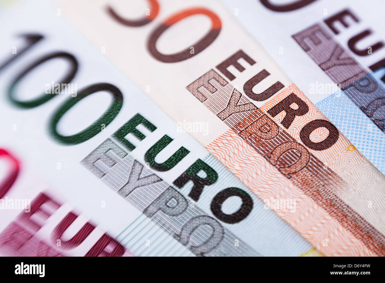euro currency banknotes macro closeup Stock Photo