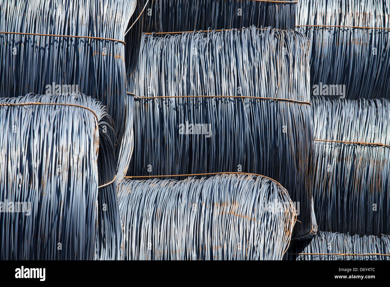 coils metal wire stack closeup Stock Photo