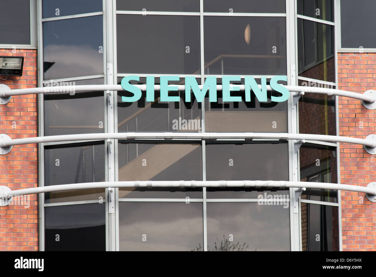 Siemens name or logo on VAI Metals Technologies building Stockton-on-Tees north east England UK Stock Photo