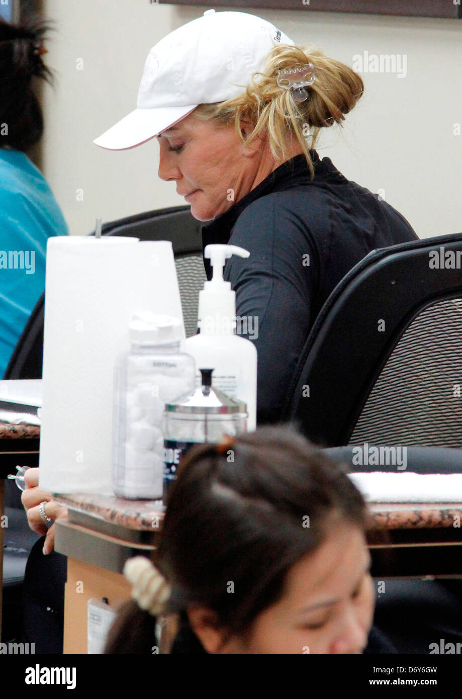 Shannon Tweed gets a manicure done in Beverly Hills Los Angeles