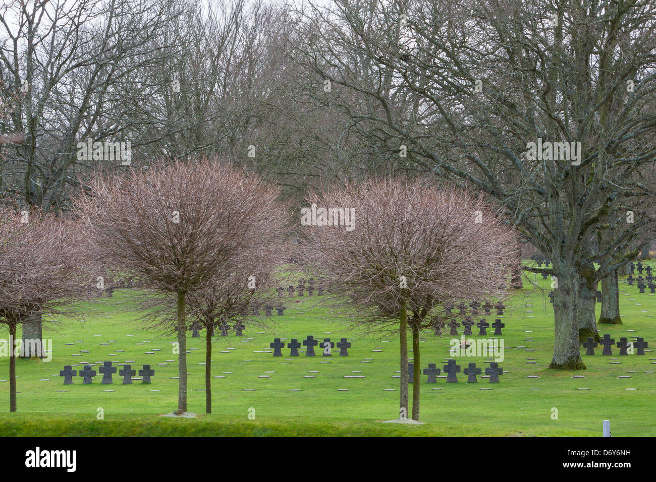 La Cambe, german cemetery in  normandy, graves and memorial Stock Photo