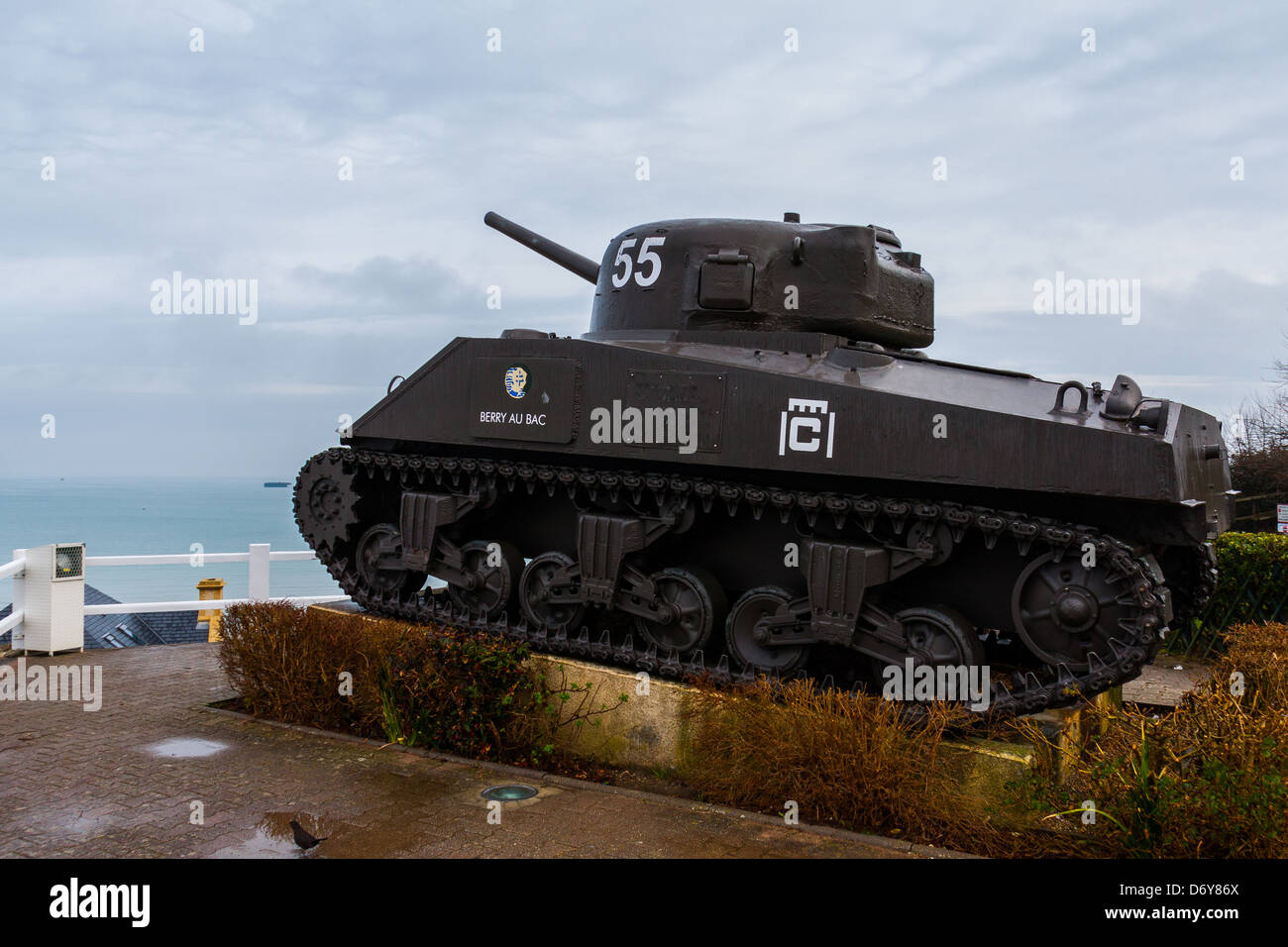 mulberry harbour on the gold beach debarquement of Arromanches-Les-Bains, june 6 th 1944, second war (1939-1945), Normandy Stock Photo