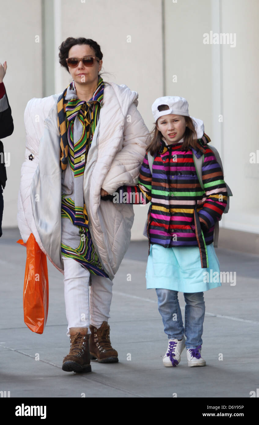 Icelandic singer Bjork and her daughter Isadora are seen walking in Soho New York City, USA - 06.03.12 Stock Photo