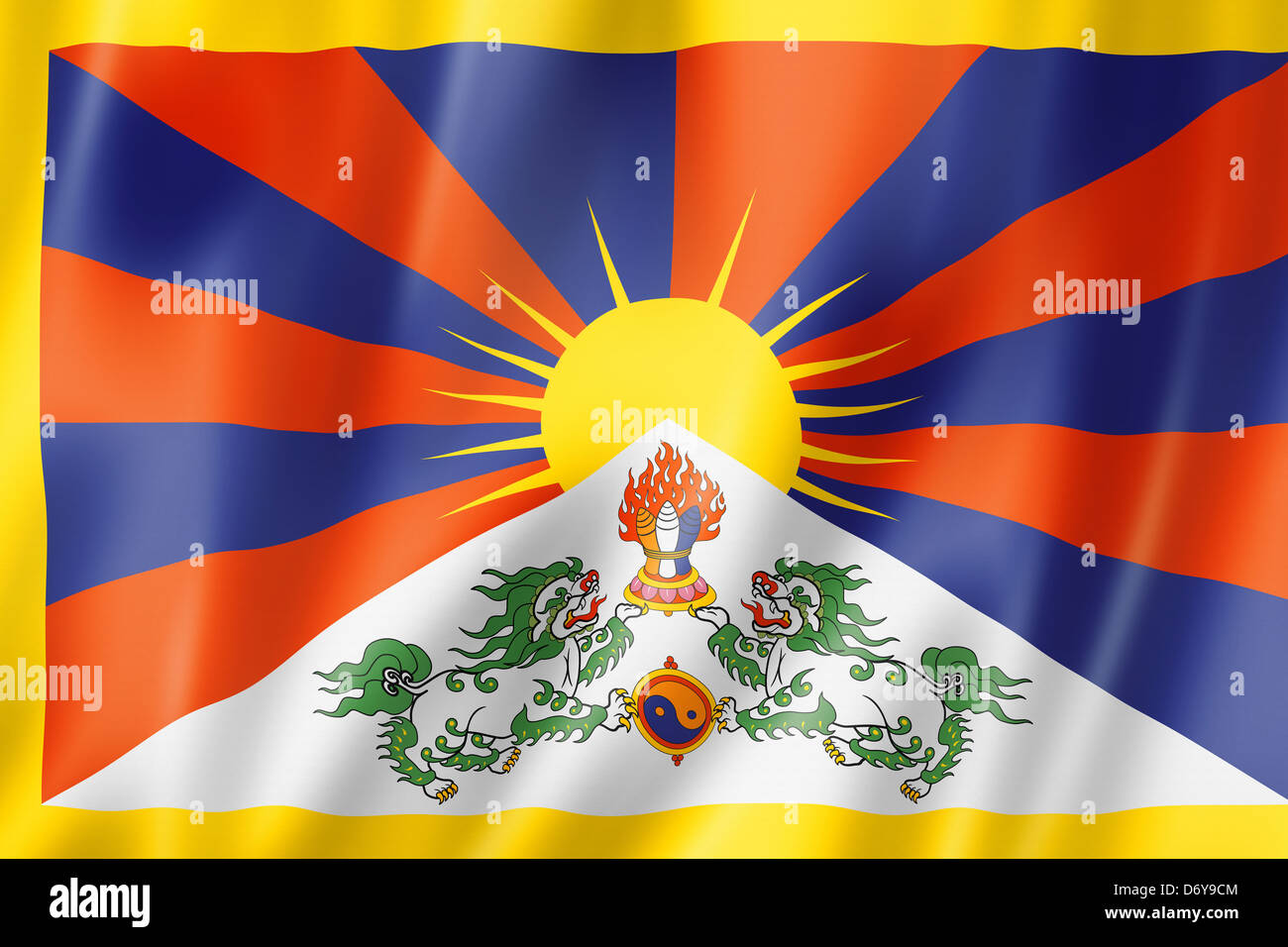 Tibet flag, three dimensional render, satin texture Stock Photo