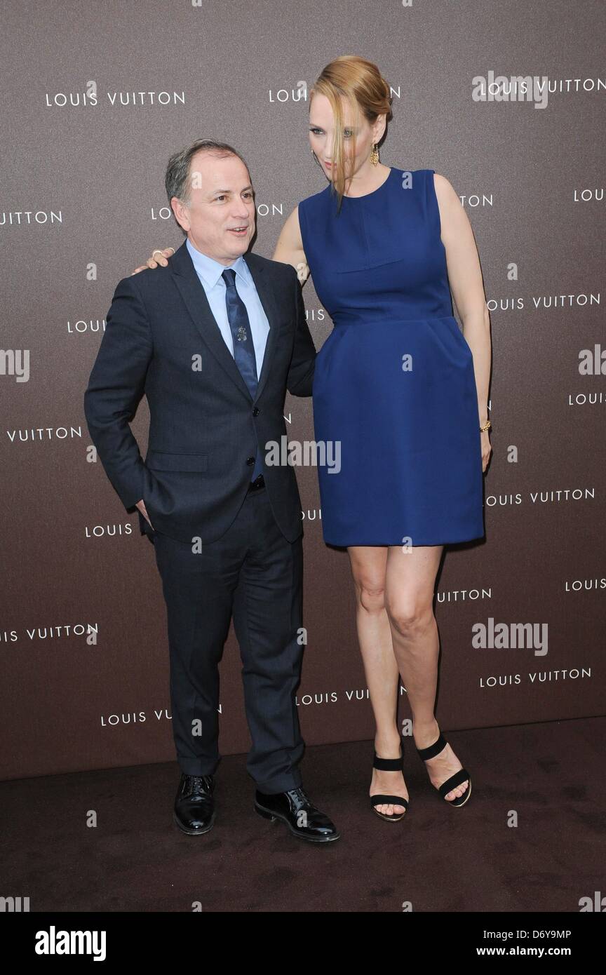 Berlin, Germany. 24th April, 2013. Louis Vuitton President and CEO Michael  Burke together with american actress Uma Thruman attend the opening of the  first Mansion House of th french luxury brand Louis