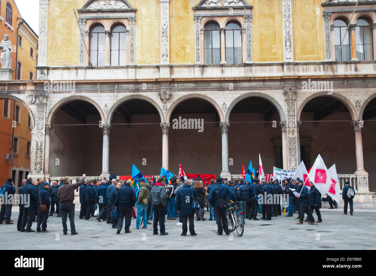 Demonstration at Piazza dei Signori square central old town Verona city the Veneto region northern Italy Europe Stock Photo