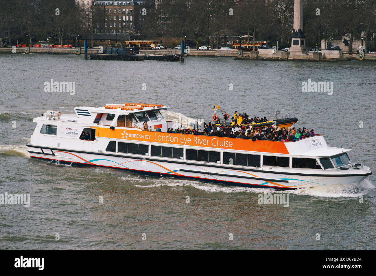 River Cruise Boat on River Thames SouthBank London Stock Photo