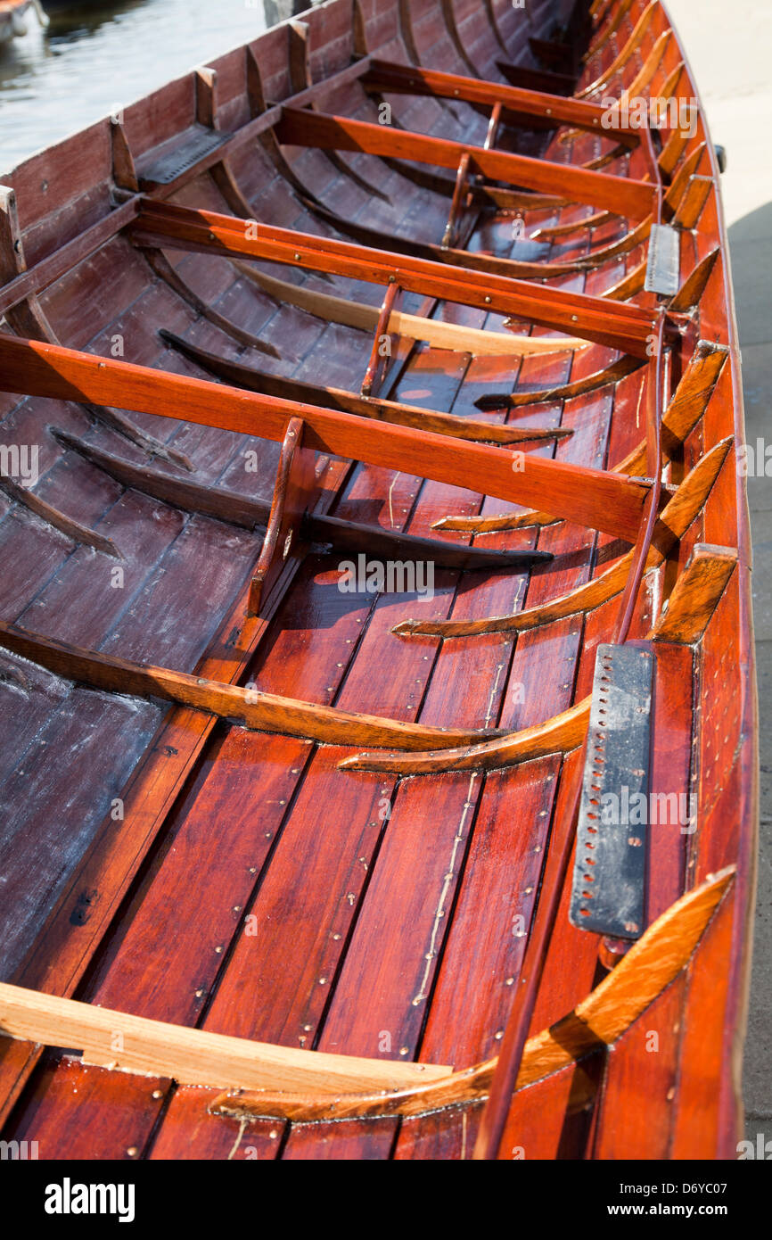 Varnishing Boats on Richmond's Riverside - London UK Stock Photo