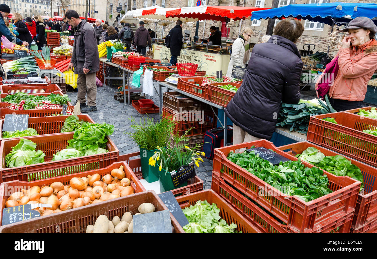 Market 'Des Lices', Rennes 35000, Ille-et-Vilaine Bretagne Brittany, France Stock Photo