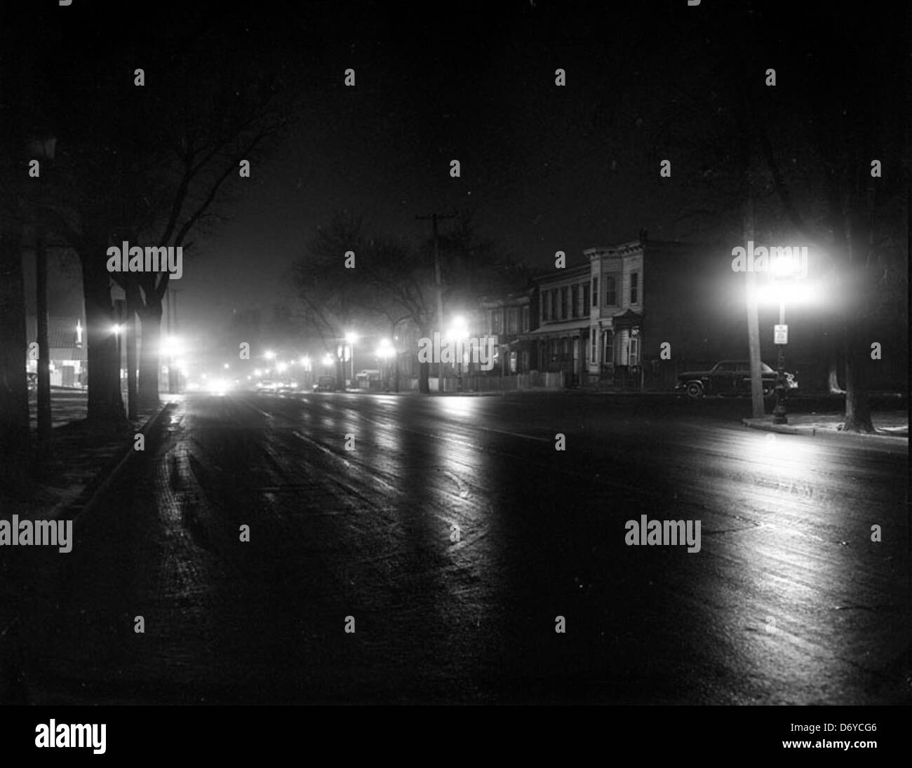 Street lights, Jefferson Avenue at night Stock Photo Alamy