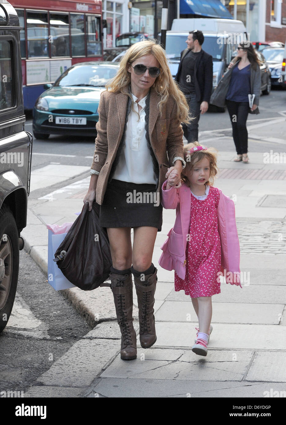 Geri Halliwell running errands in Hampstead with her daughter Bluebell