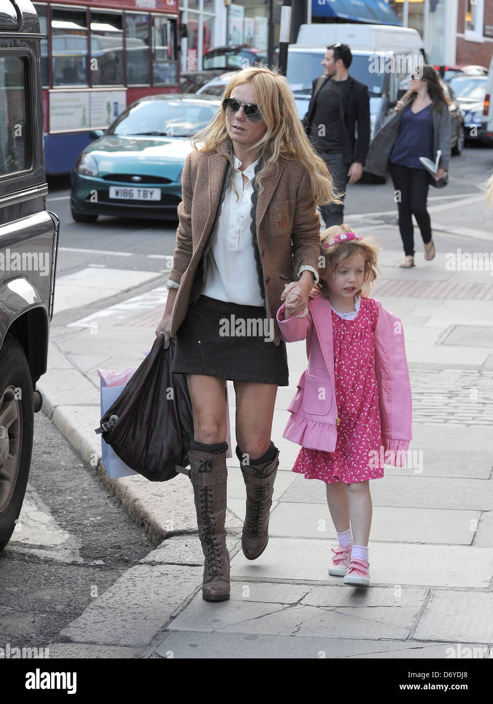 Geri Halliwell running errands in Hampstead with her daughter Bluebell